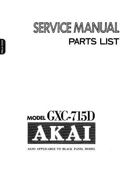 AKAI GXC-715D SERVICE MANUAL IN ENGLISH STEREO CASSETTE DECK