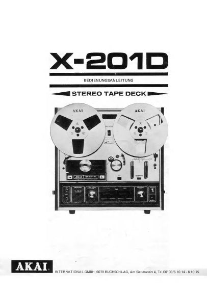 AKAI X-210D BEDIENUNGSANLEITUNG DEUTSCH STEREO TAPE DECK