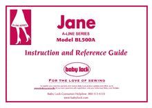 Load image into Gallery viewer, BABY LOCK BL500A JANE A-LINE SERIES INSTRUCTION AND REFERENCE GUIDE ENGLISH SEWING MACHINE
