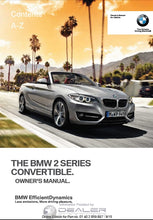 Load image into Gallery viewer, BMW 2 SERIES 2015 CONVERTIBLE OWNERS MANUAL IN ENGLISH MOTOR CAR
