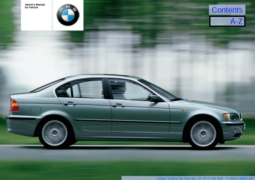 BMW 320i 325i 325xi 330i 330xi 2002 OWNERS MANUAL IN ENGLISH MOTOR CAR