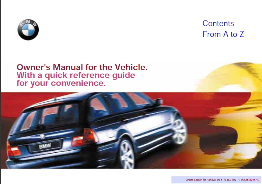 BMW 325i 325xi 2000/2001 OWNERS MANUAL IN ENGLISH MOTOR CAR