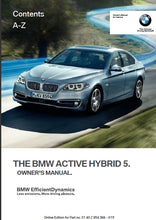 Load image into Gallery viewer, BMW ACTIVE HYBRID 5 2015 OWNERS MANUAL IN ENGLISH MOTOR CAR
