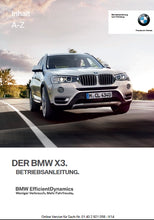 Load image into Gallery viewer, BMW X3 SERIE 2014/2015 BETRIEBSANLEITUNG DEUTSCH AUTO
