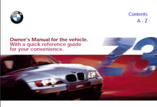 Load image into Gallery viewer, BMW Z3 OWNERS MANUAL IN ENGLISH MOTOR CAR

