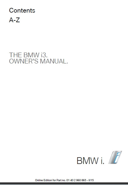 BMW i3 OWNERS MANUAL IN ENGLISH MOTOR CAR