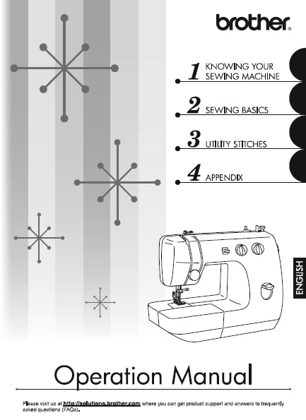 BROTHER 885-403 OPERATION MANUAL ENGLISH SEWING MACHINE