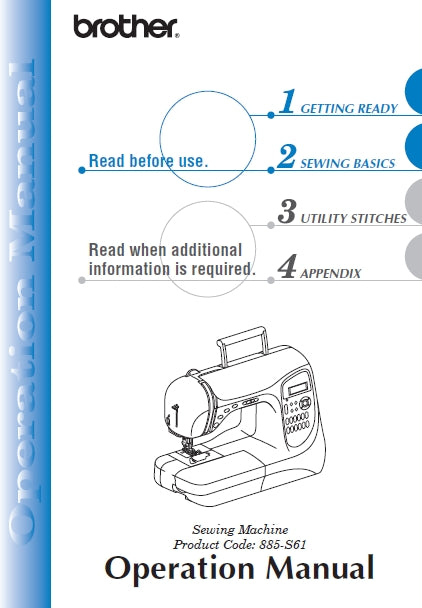 BROTHER 885-S61 OPERATION MANUAL ENGLISH SEWING MACHINE