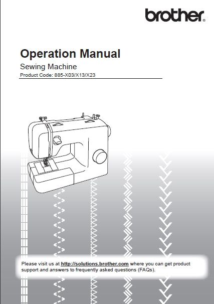 BROTHER 885-X03 885-X13 885-X23 OPERATION MANUAL ENGLISH SEWING MACHINE