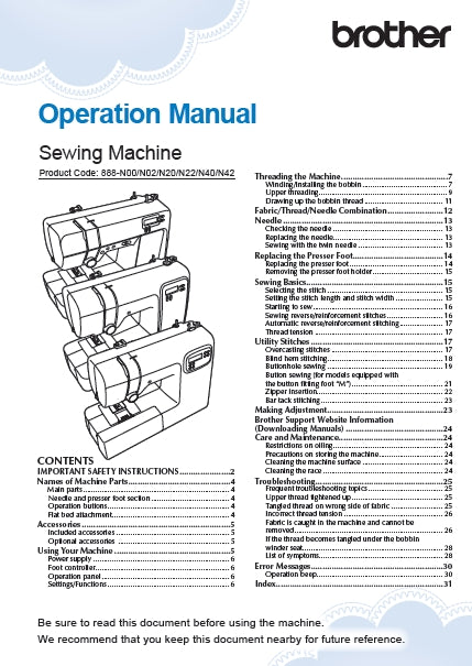 BROTHER CE1150 OPERATION MANUAL ENGLISH SEWING MACHINE