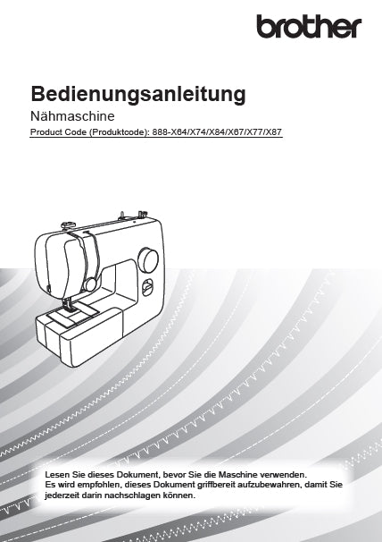 BROTHER KD144S LITTLE ANGEL BEDIENUNGSANLEITUNG DEUTSCH NAHMASCHINE ...