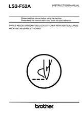 Load image into Gallery viewer, BROTHER LS2-F52A INSTRUCTION MANUAL BOOK IN ENGLISH SEWING MACHINE
