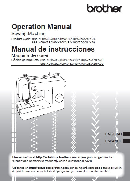 BROTHER SM2700 OPERATION MANUAL MANUAL DE INSTRUCCIONES ENG ESP SEWING MACHINE MAQUINA DE COSER