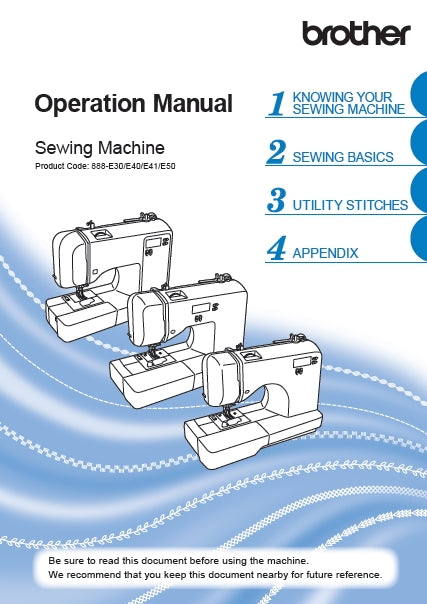 BROTHER SQ9285 OPERATION MANUAL ENGLISH SEWING MACHINE