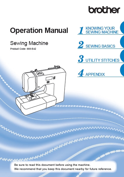 BROTHER XR3340 888-E42 OPERATION MANUAL ENGLISH SEWING MACHINE