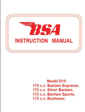 Load image into Gallery viewer, BSA D10 175 BANTAM INSTRUCTION MANUAL IN ENGLISH MOTORCYCLE
