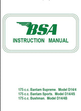 Load image into Gallery viewer, BSA D14 175 BANTAM INSTRUCTION MANUAL IN ENGLISH MOTORCYCLE
