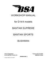 Load image into Gallery viewer, BSA D14 BANTAM SUPREM BANTAM SPORTS BUSHMAN WORKSHOP MANUAL IN ENGLISH MOTORCYCLE
