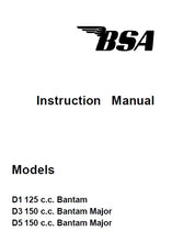 Load image into Gallery viewer, BSA D1 D3 D5 125 150 BANTAM INSTRUCTION MANUAL IN ENGLISH MOTORCYCLE
