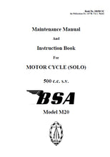 Load image into Gallery viewer, BSA M20 MAINTENANCE MANUAL AND INSTRUCTION BOOK IN ENGLISH MOTORCYCLE
