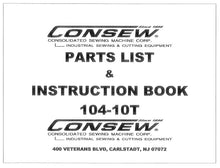 Load image into Gallery viewer, CONSEW 104-10T INSTRUCTION BOOK IN ENGLISH SEWING MACHINE

