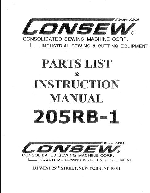 CONSEW 205RB-1 INSTRUCTION MANUAL IN ENGLISH SEWING MACHINE