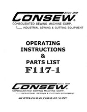 Load image into Gallery viewer, CONSEW F117-1 OPERATING INSTRUCTIONS IN ENGLISH SEWING MACHINE
