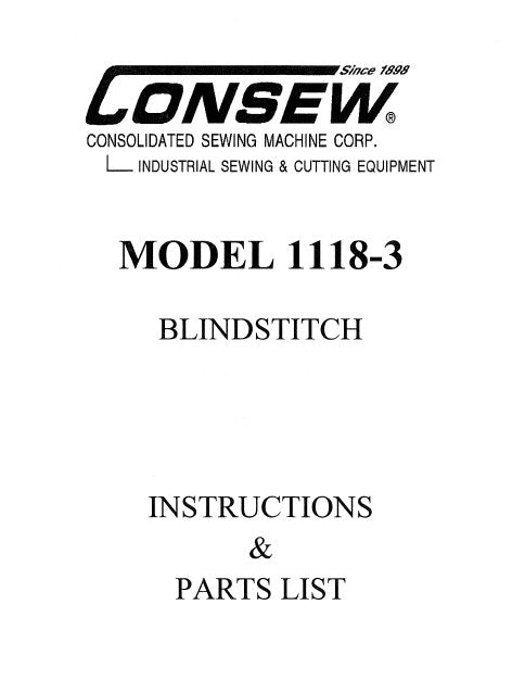 CONSEW MODEL 1118-3 INSTRUCTIONS IN ENGLISH SEWING MACHINE