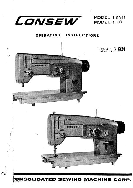 CONSEW MODEL 199R MODEL 133 OPERATING INSTRUCTIONS IN ENGLISH SEWING MACHINE