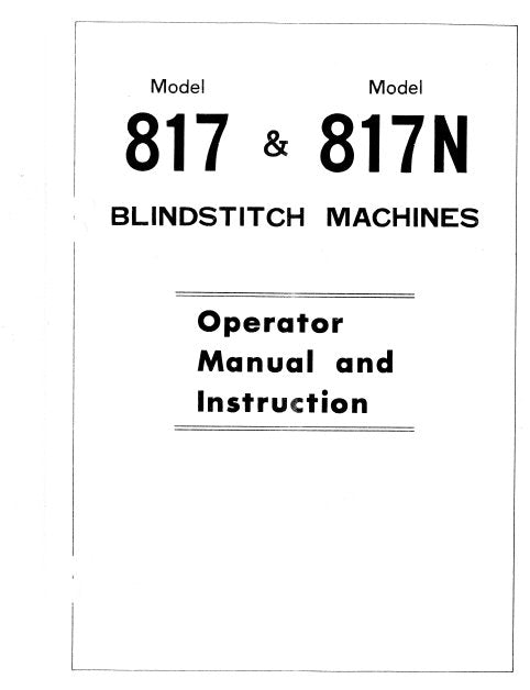 CONSEW MODEL 817 817N OPERATOR MANUAL AND INSTRUCTION IN ENGLISH SEWING MACHINE
