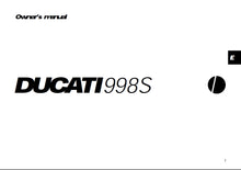 Load image into Gallery viewer, DUCATI 998S OWNERS MANUAL IN ENGLISH MOTORCYCLE
