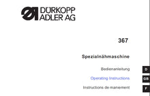 Load image into Gallery viewer, DURKOPP ADLER 367 OPERATING INSTRUCTIONS ENGLISH SEWING MACHINE
