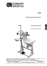 Load image into Gallery viewer, DURKOPP ADLER 609 INSTRUCTION MANUAL ENGLISH SEWING MACHINE
