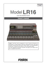 Load image into Gallery viewer, FOSTEX LR16 OWNER'S MANUAL IN ENGLISH LIVE RECORDING MIXER
