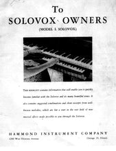 Load image into Gallery viewer, HAMMOND MODEL L SOLOVOX OWNERS MANUAL IN ENGLISH ORGAN
