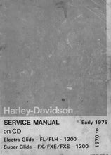 Load image into Gallery viewer, HARLEY-DAVIDSON ELECTRA GLIDE FL/FLH-1200 SUPER GLIDE FX/FXE/FXS-1200 1970-EARLY 1978 SERVICE MANUAL IN ENGLISH MOTORCYCLE
