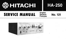 Load image into Gallery viewer, HITACHI HA-250 SERVICE MANUAL STEREO INTEGRATED AMPLIFIER
