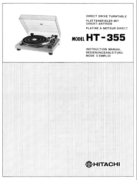 HITACHI HT-355 INSTRUCTION MANUAL DIRECT DRIVE TURNTABLE
