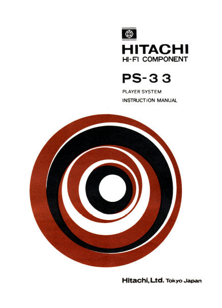 HITACHI PS-33 INSTRUCTION MANUAL BELT DRIVE TURNTABLE PLAYER SYSTEM