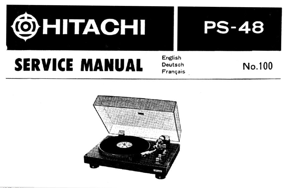 HITACHI PS-48 SERVICE MANUAL DIRECT DRIVE TURNTABLE