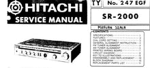Load image into Gallery viewer, HITACHI SR-2000 SERVICE MANUAL STEREO RECEIVER
