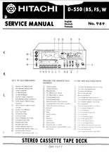 Load image into Gallery viewer, HITACHI D-550 SERVICE MANUAL IN ENGLISH DEUTSCH FRANCAIS STEREO CASSETTE TAPE DECK
