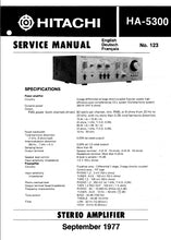 Load image into Gallery viewer, HITACHI HA-5300 SERVICE MANUAL ENG DEUT FRANC STEREO AMPLIFIER
