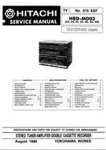 Load image into Gallery viewer, HITACHI HRD-MD03 SERVICE MANUAL IN ENG DEUT FRANC STEREO TUNER-AMPLIFIER DOUBLE CASSETTE RECORDER
