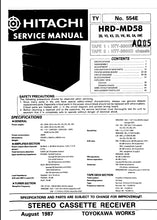 Load image into Gallery viewer, HITACHI HRD-MD58 SERVICE MANUAL IN ENGLISH STEREO CASSETTE RECEIVER
