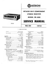 Load image into Gallery viewer, HITACHI SR-800 SERVICE MANUAL IN ENGLISH STEREO RECEIVER
