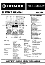 Load image into Gallery viewer, HITACHI TRK-8155E SERVICE MANUAL CASSETTE TAPE RECORDER WITH FM SW MW LW RADIO
