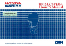 Load image into Gallery viewer, HONDA BF135A BF150A 2004 OWNERS MANUAL IN ENGLISH OUTBOARD MOTOR
