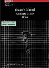 Load image into Gallery viewer, HONDA BF2A 1990 OWNERS MANUAL IN ENGLISH OUTBOARD MOTOR
