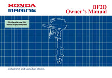 Load image into Gallery viewer, HONDA BF2D 2011 OWNERS MANUAL IN ENGLISH OUTBOARD MOTOR
